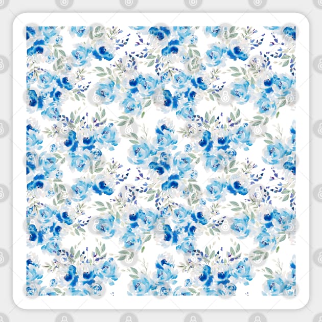 Blue  flowers pattern #9 Sticker by GreekTavern